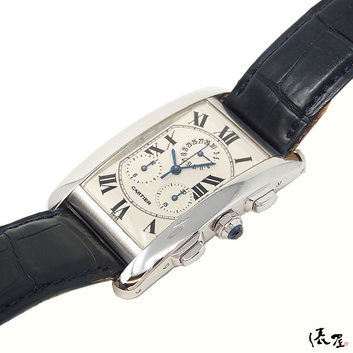 【K18WG】カルティエ タンクアメリカン クロノリフレックス 極美品 メンズ Cartier 時計 腕時計  ホワイトゴールド【送料無料】