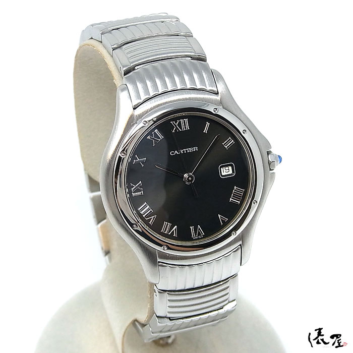 【希少モデル】カルティエ パンテール クーガー LM 黒文字盤 ヴィンテージ メンズ Cartier 時計 腕時計 【送料無料】