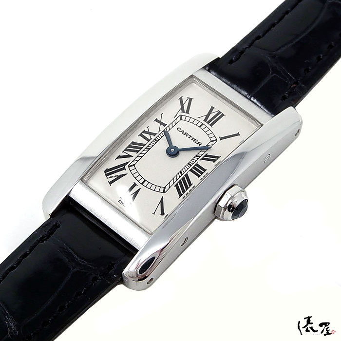 【オーバーホール済】K18WG カルティエ タンクアメリカン SM レディース Cartier 時計 腕時計  ホワイトゴールド【送料無料】