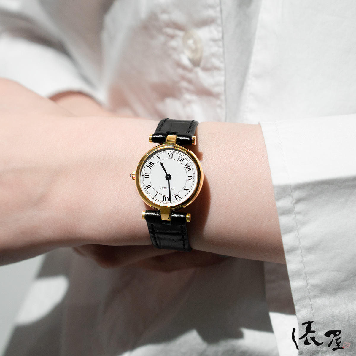 【仕上済/OH済】カルティエ K18YG ヴァンドーム LM ダイヤベゼル 極美品 アンティーク 金無垢 メンズ レディース Cartier 時計 腕時計 【送料無料】